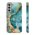 Aquamarine inspired Geode in Watercolor - Impact Resistant Phone Case Samsung Galaxy S22 Plus Glossy